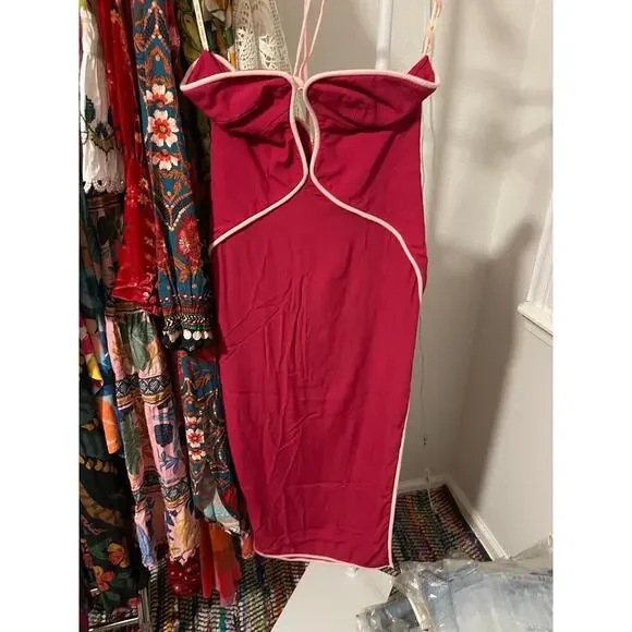 FARM Rio Hot Pink Halter Dress - sanvalentin.cl